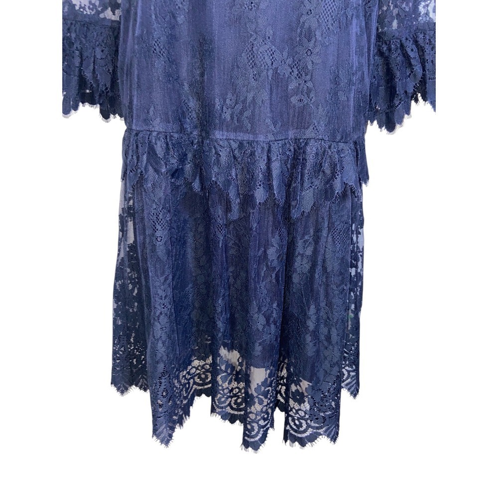 J. Crew NEW Blue Chantilly Lace Swing Dress Cocktail Wedding Guest Romantic 00 - Picture 12 of 13